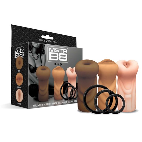 MSTR B8 Six Pack, Ass, Mouth, Pussy Masturbation Sleeves with Six Penis Rings with box