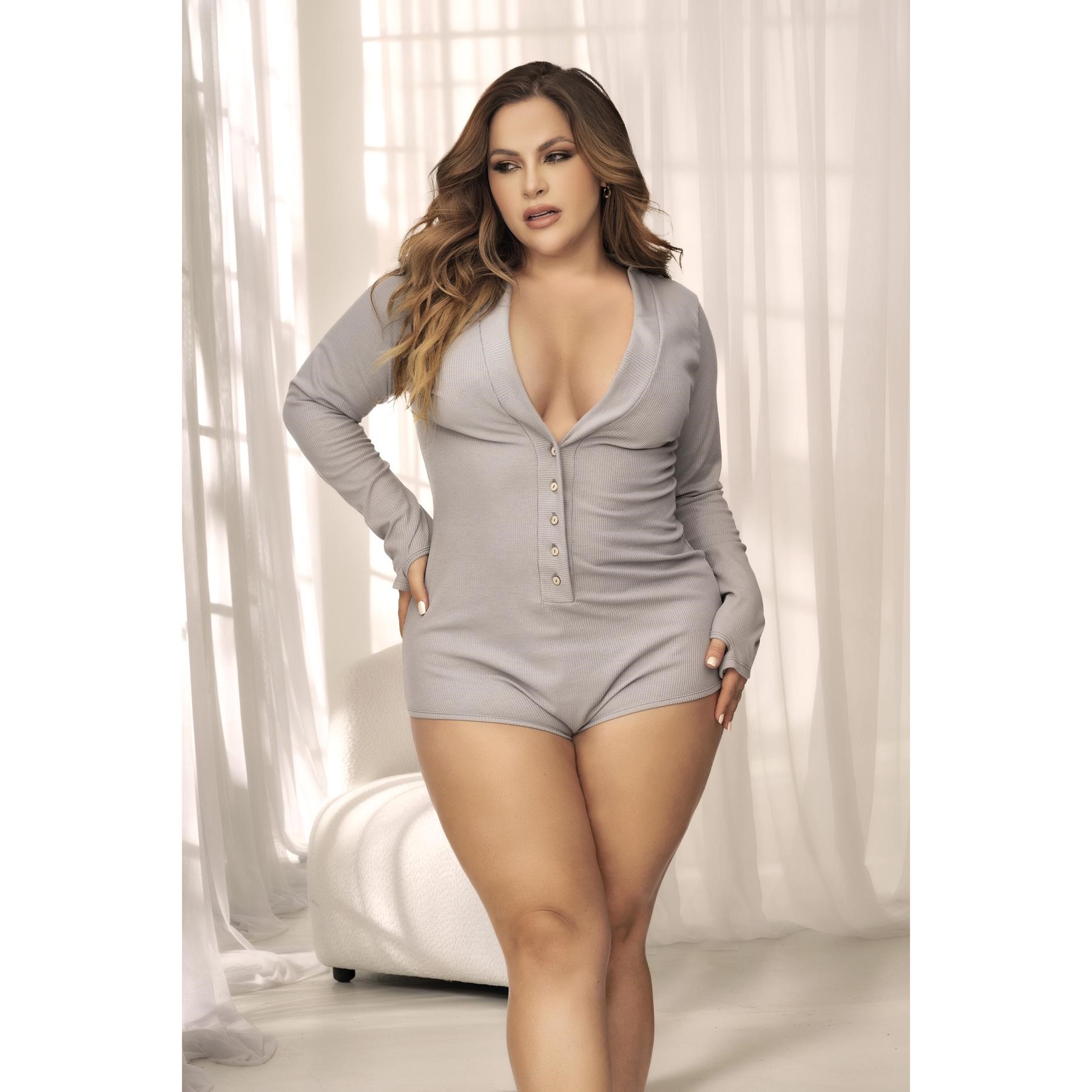 Long Sleeve Sleep Romper q/s front cropped