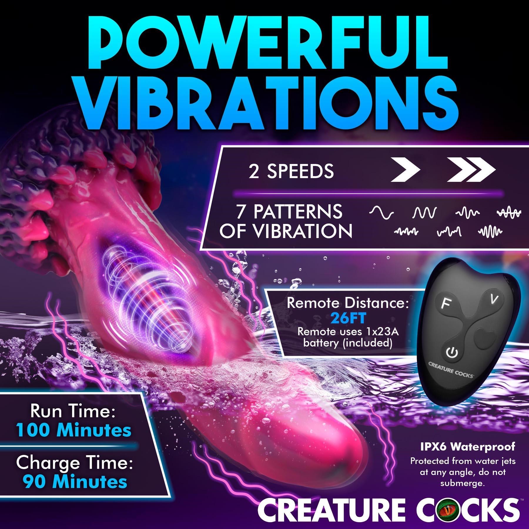 CreatureCocks Xenox Vibrating Dildo with Remote - Waterproof Shot