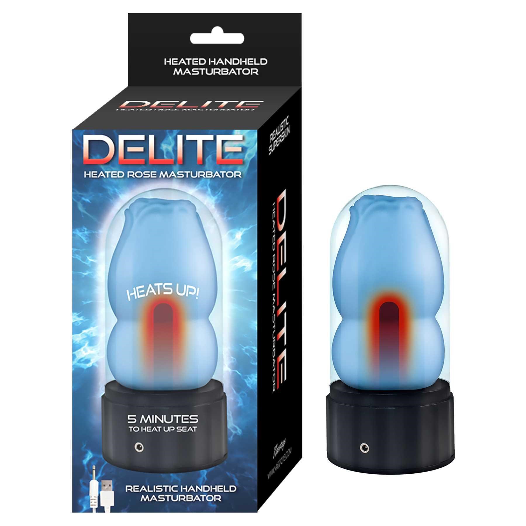 DELITE HEATED ROSE MASTURBATOR with box blue