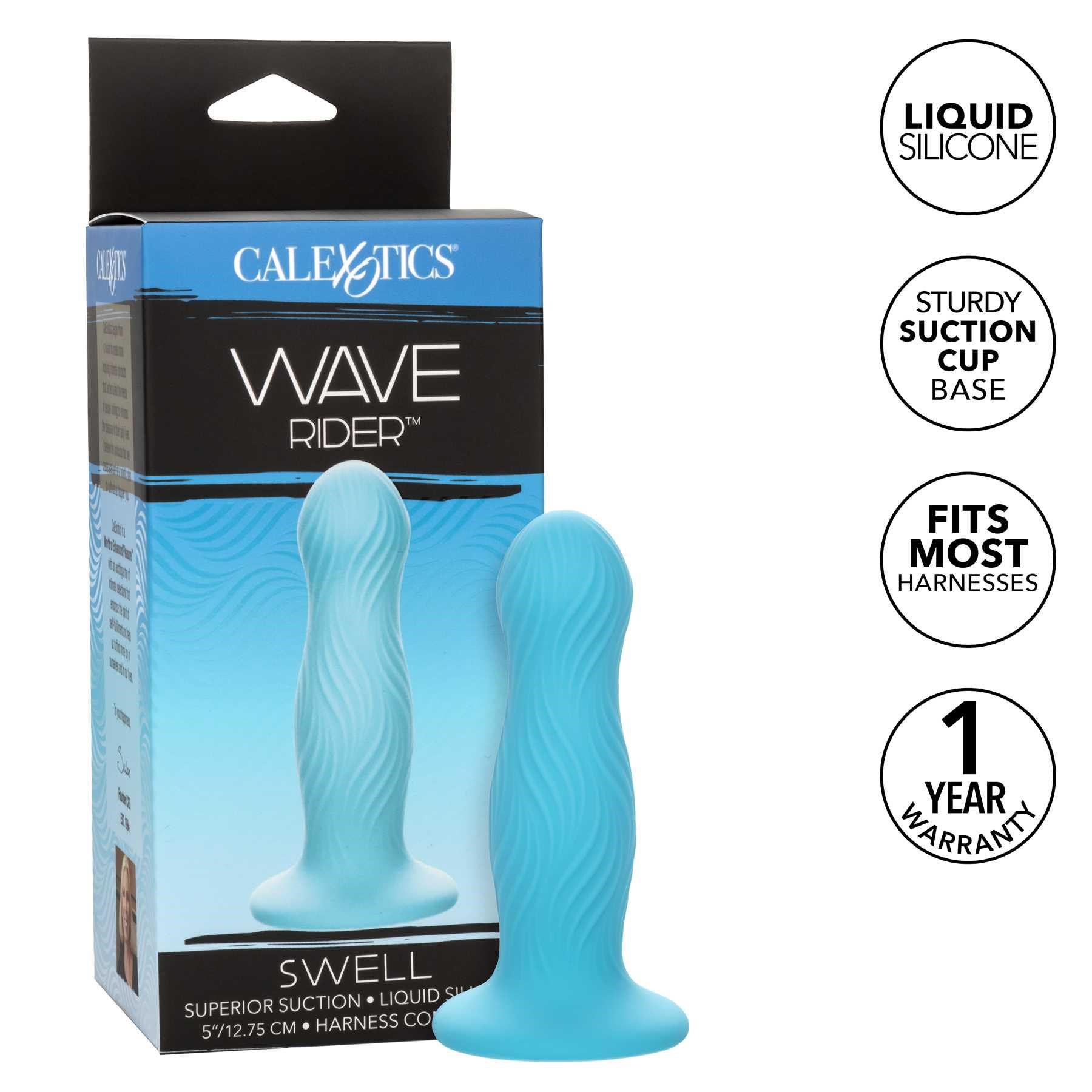 Wave Rider Swell Liquid Silicone Dildo with call out features and box