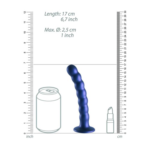 OUCH! METALLIC SILICONE 6.5 BEADED G-SPOT DILDO dimensions illustration