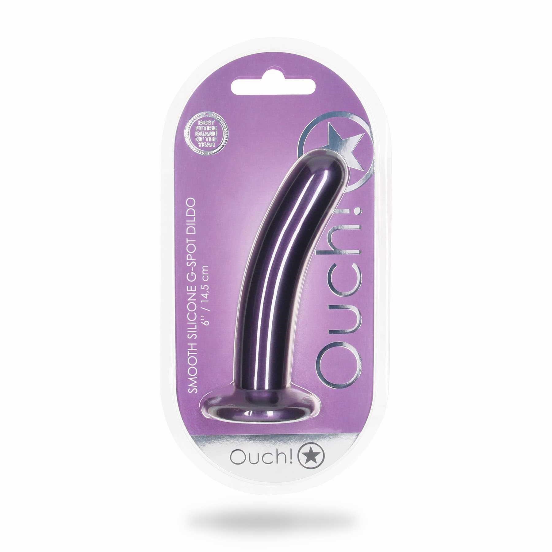 OUCH! METALLIC SILICONE 6 SMOOTH G-SPOT DILDO package