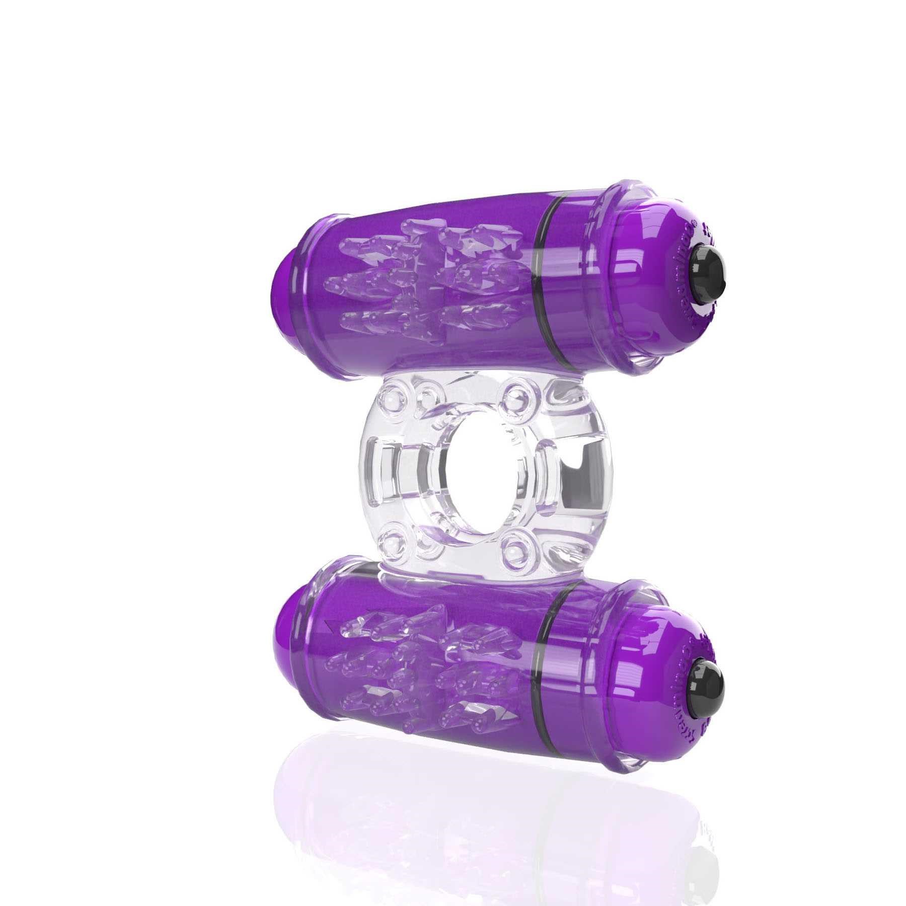 SCREAMING O 4B - DOUBLE WAMMY VIBRATING RING angled side view purple