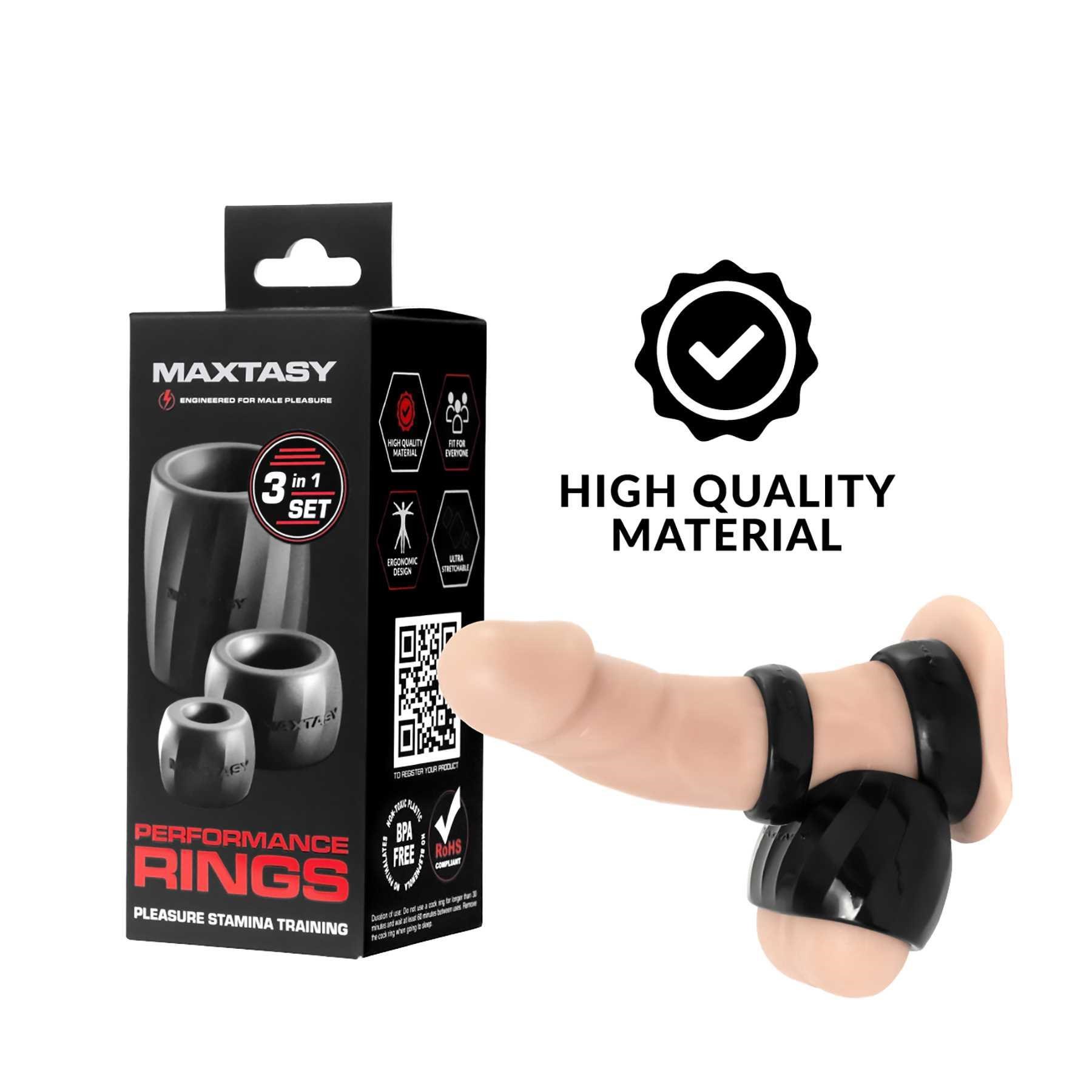 Maxtasy Performance & Stamina Rings 3 Pc Set with box