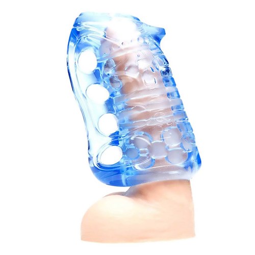 Fleshskins Grip Blue Ice shown on not included dildo