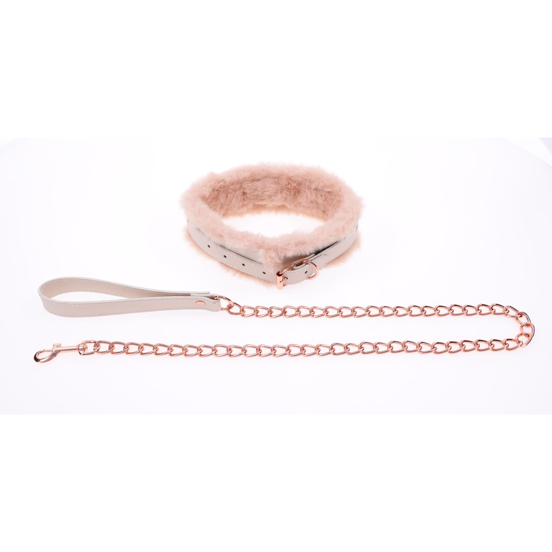 Peaches 'N Creame Fur Collar and Leash with leash detached and collar closed