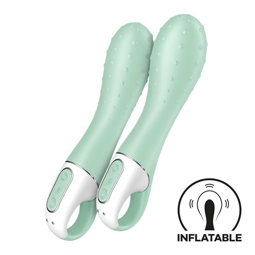 SATISFYER AIR PUMP INFLATABLE G-SPOT VIBRATOR 3 WITH TWO VIBRAOTRS SHOWING FEATURES SHOT