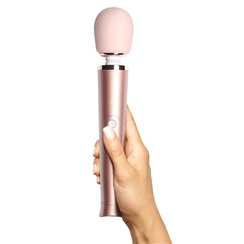 Le Wand Petite Rechargeable Wand Massager in hand