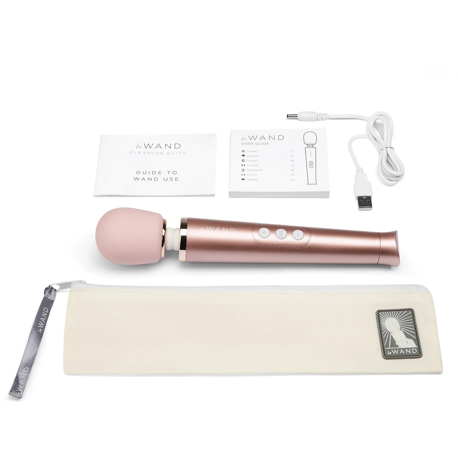 Le Wand Petite Rechargeable Wand Massager with manual, bag and charger