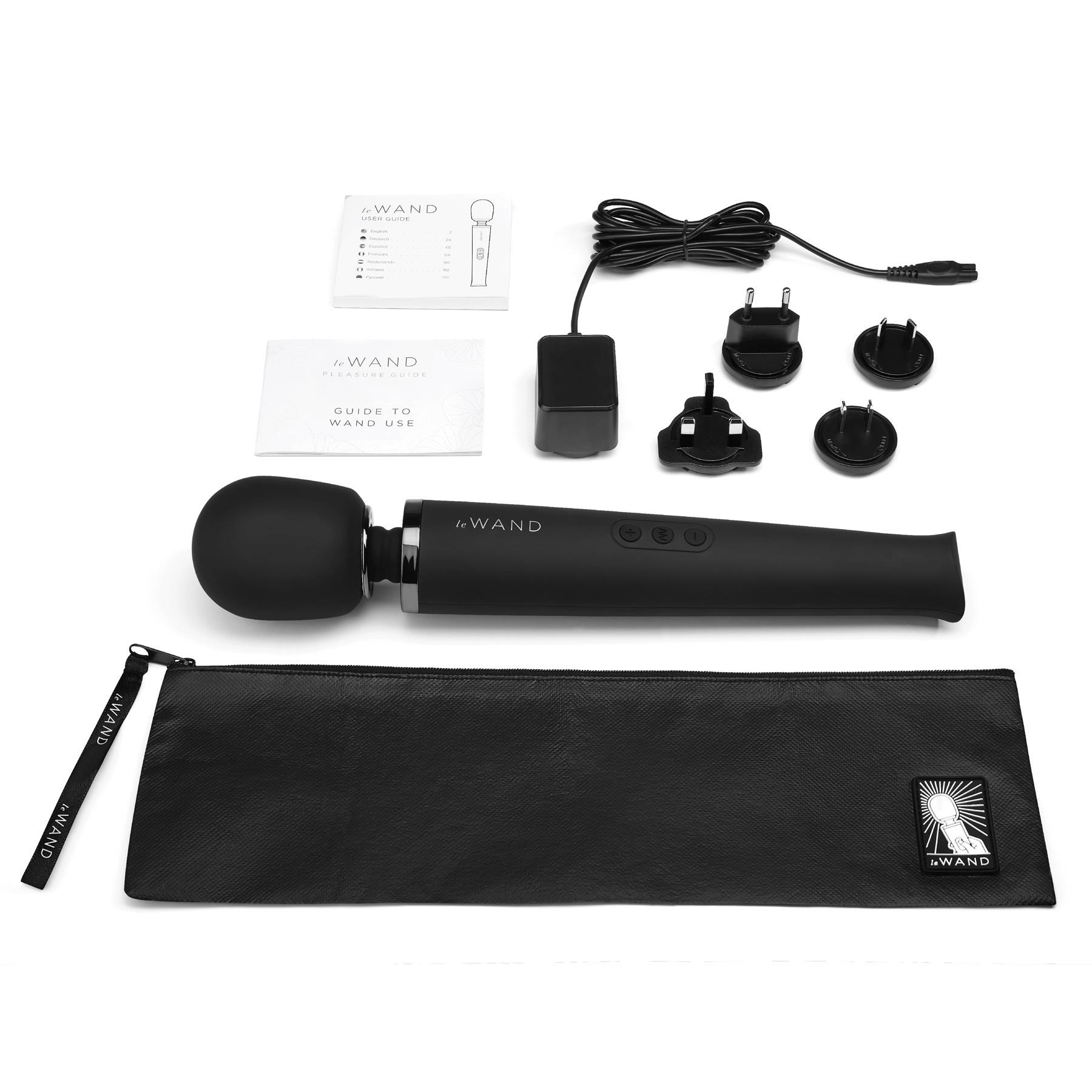 Le Wand Rechargeable Vibrating Wand Massager all pieces