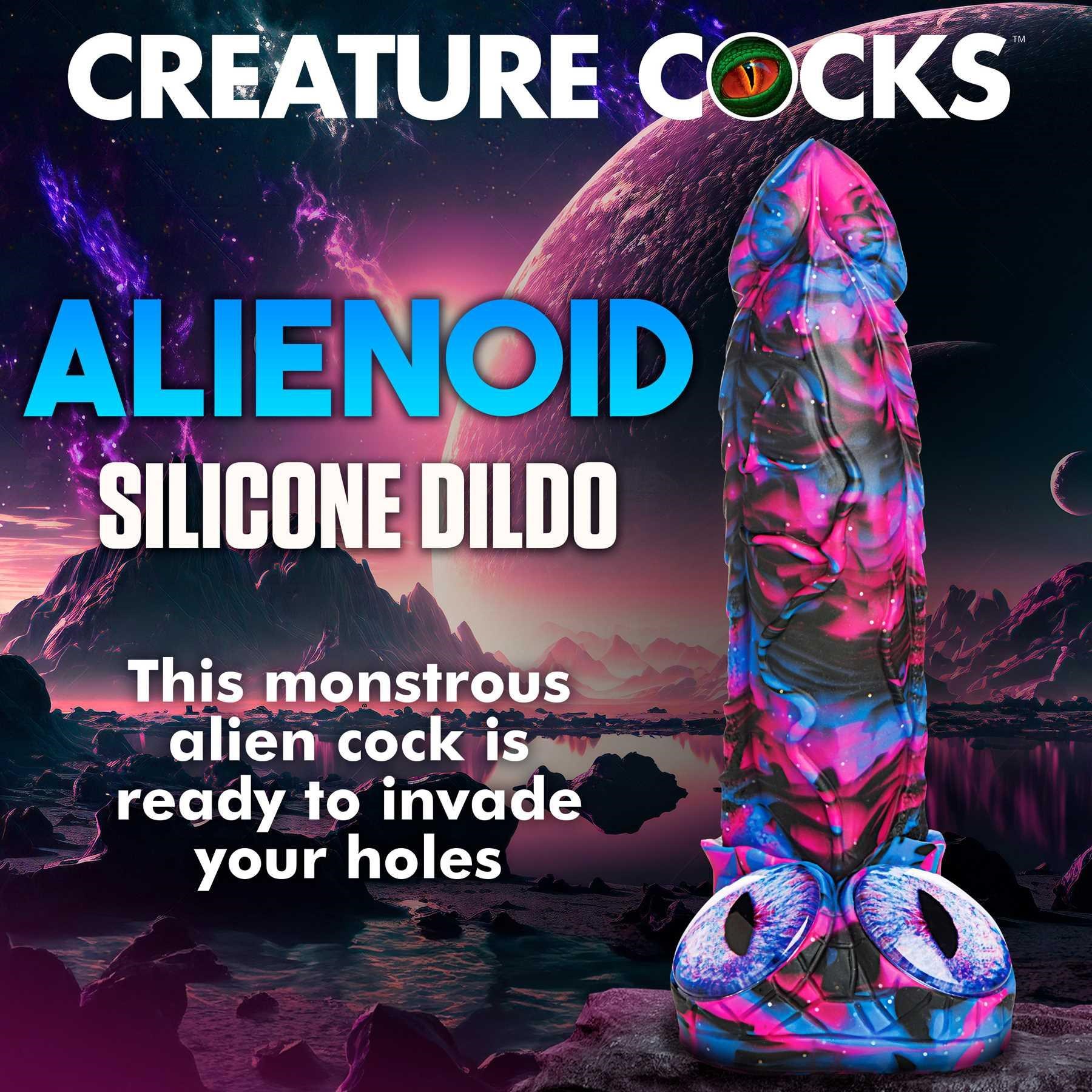 Creature Cocks Alienoid Silicone Dildo features info sheet