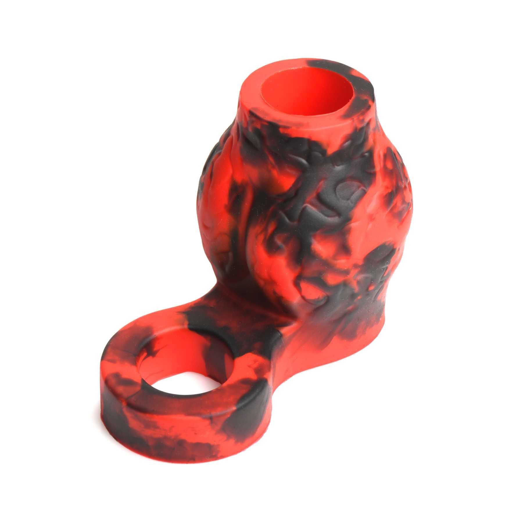 Creature Cocks Hell Hound Silicone Penis Sleeve + Ball Stretcher - Medium standing upright