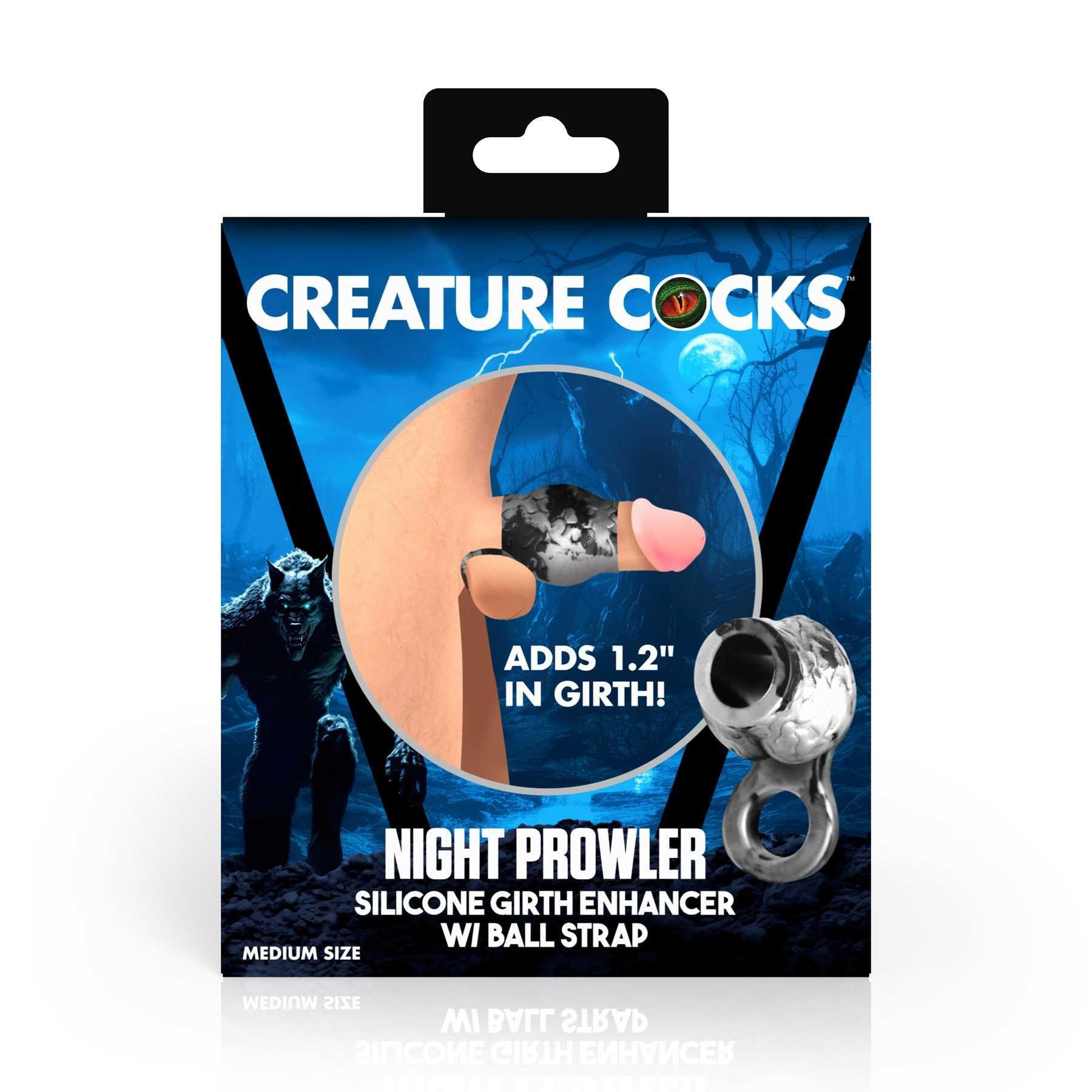 Creature Cocks Night Prowler Silicone Penis Sleeve + Ball Stretcher - Medium box