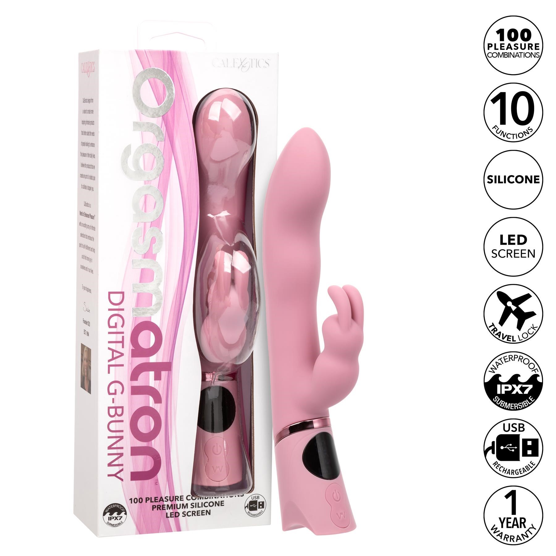 Orgasmatron Digital G-Bunny Dual Stimulating Vibrator and package