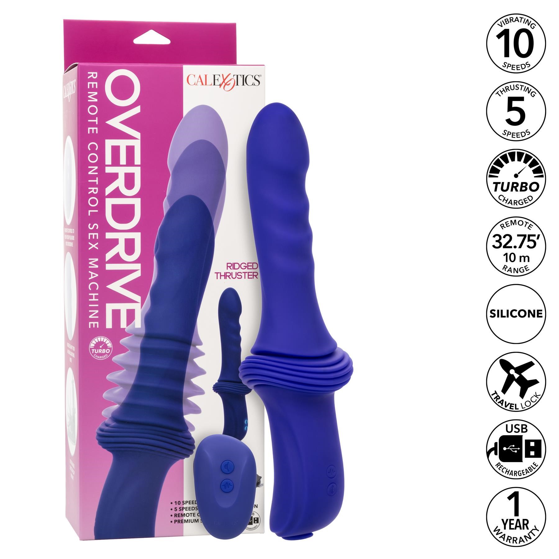 Overdrive Remote Control Ridged Thruster Sex Machine with package