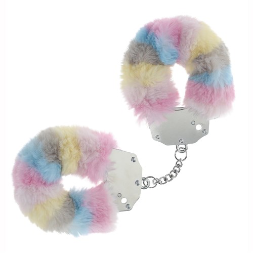 Ouch! Heavy Duty Fluffy Handcuffs - Product Shot - Multicolor