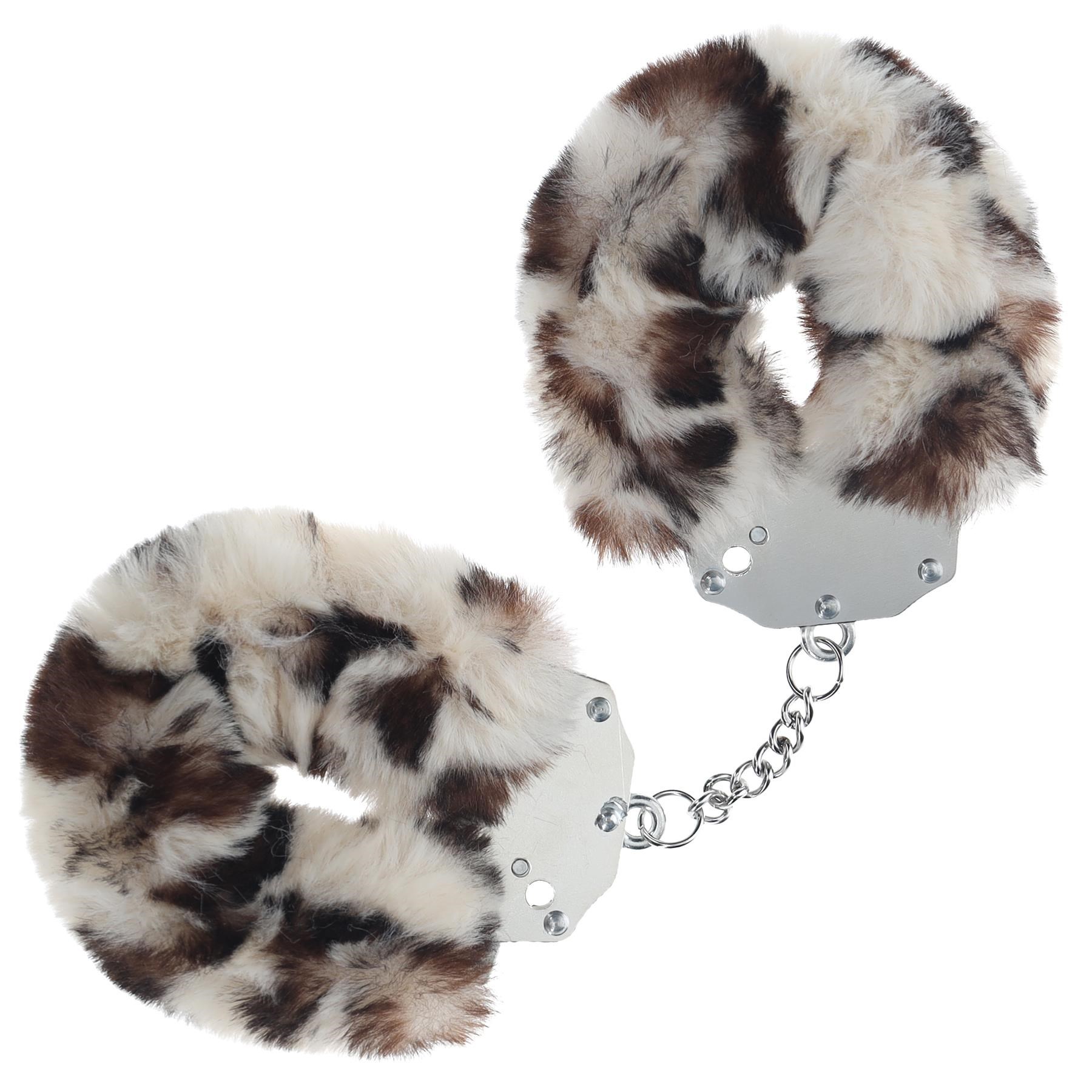 Ouch! Heavy Duty Fluffy Handcuffs - Product Shot - Snow Leopard