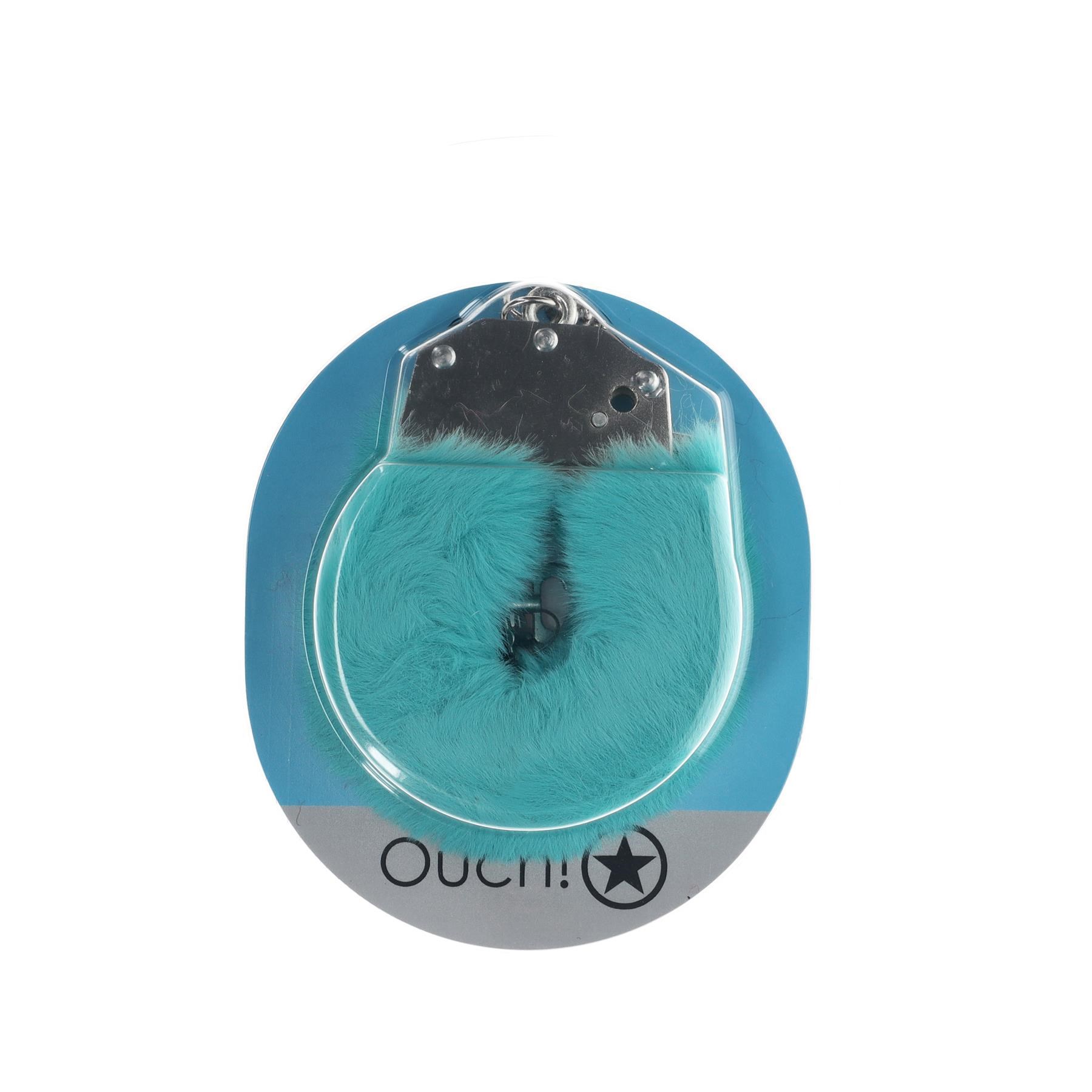 Ouch! Heavy Duty Fluffy Handcuffs - Package Shot - Teal