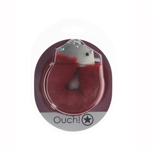 Ouch! Heavy Duty Fluffy Handcuffs - Package Shot - Burgundy