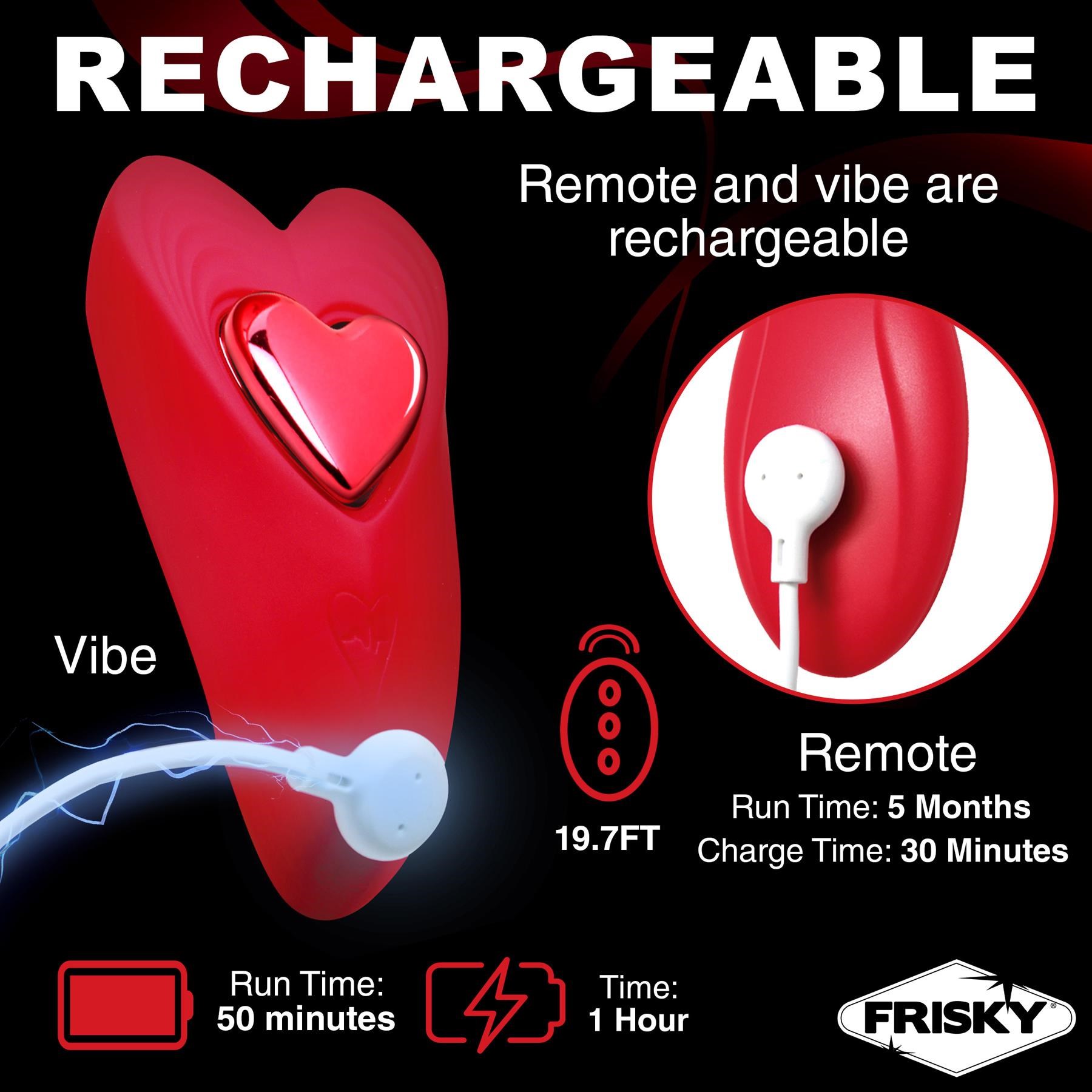 Frisky Love Connection Panty Vibrator With Remote - Showing Where Charging Cable is Placed