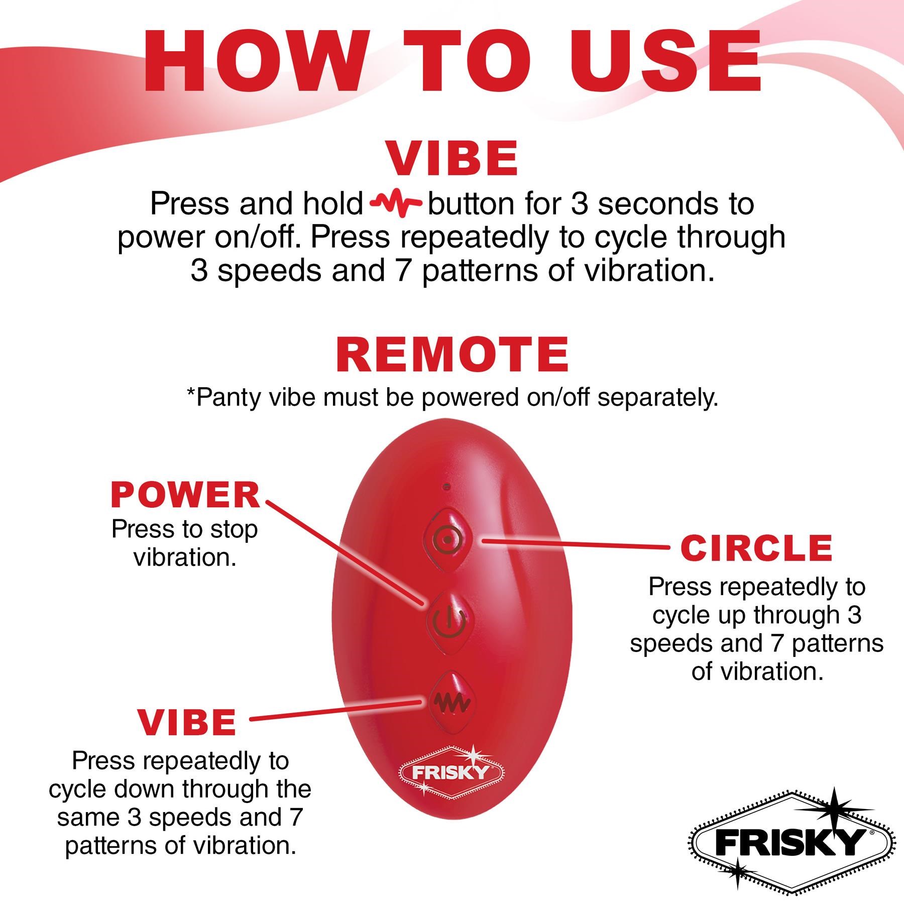 Frisky Love Connection Panty Vibrator With Remote - How to Use Instructions