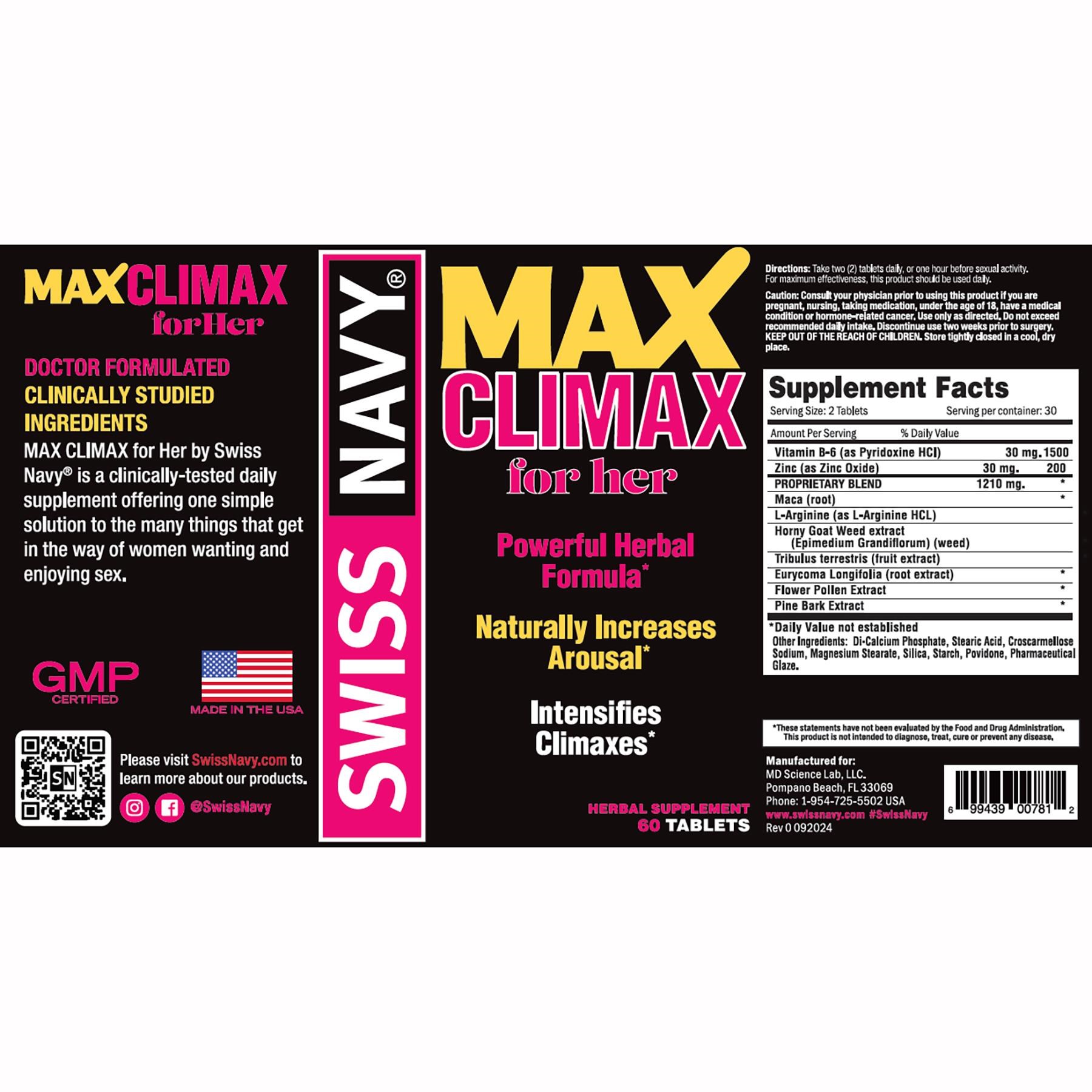 Swiss Navy-Climax label