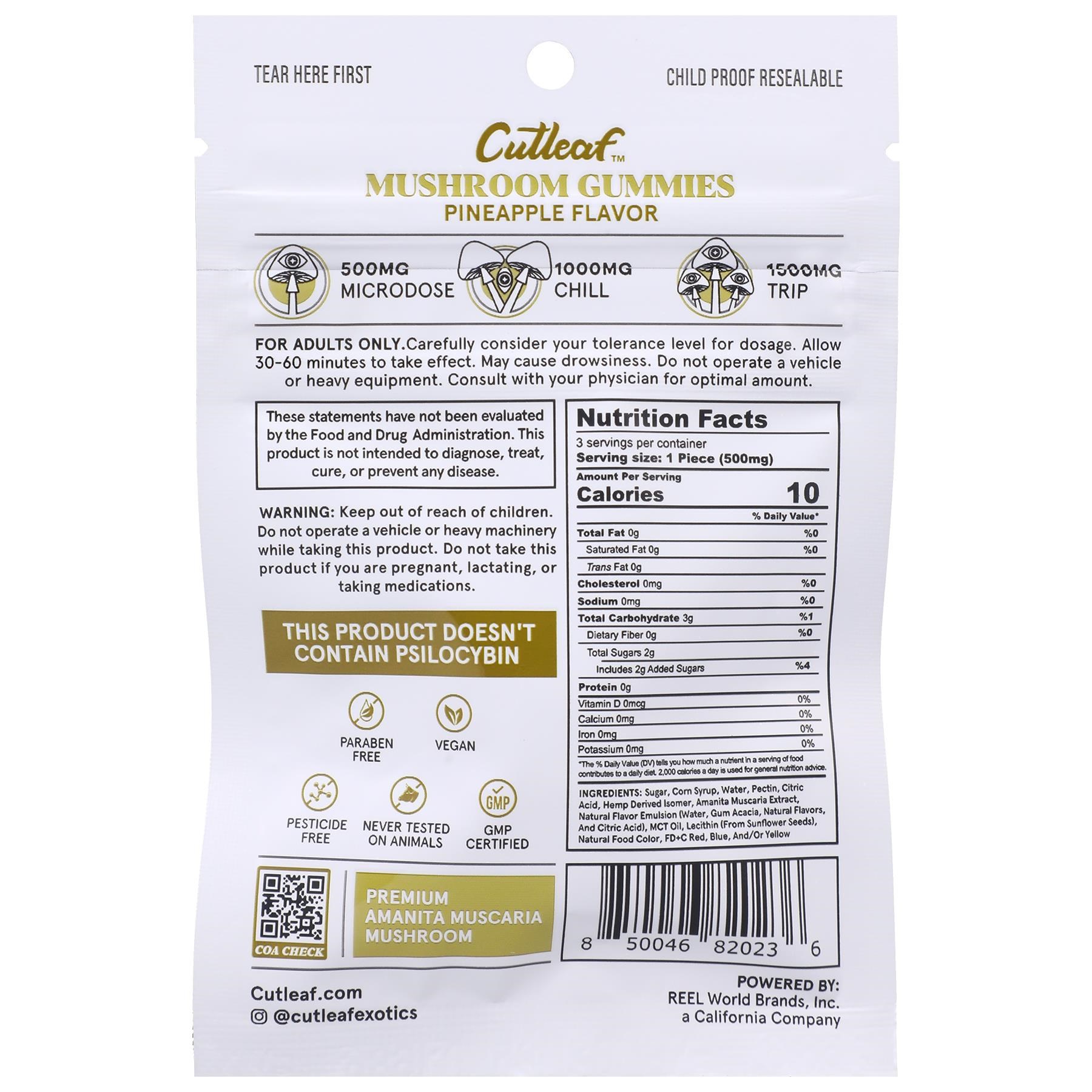 Cutleaf Mushroom Gummies lemon back