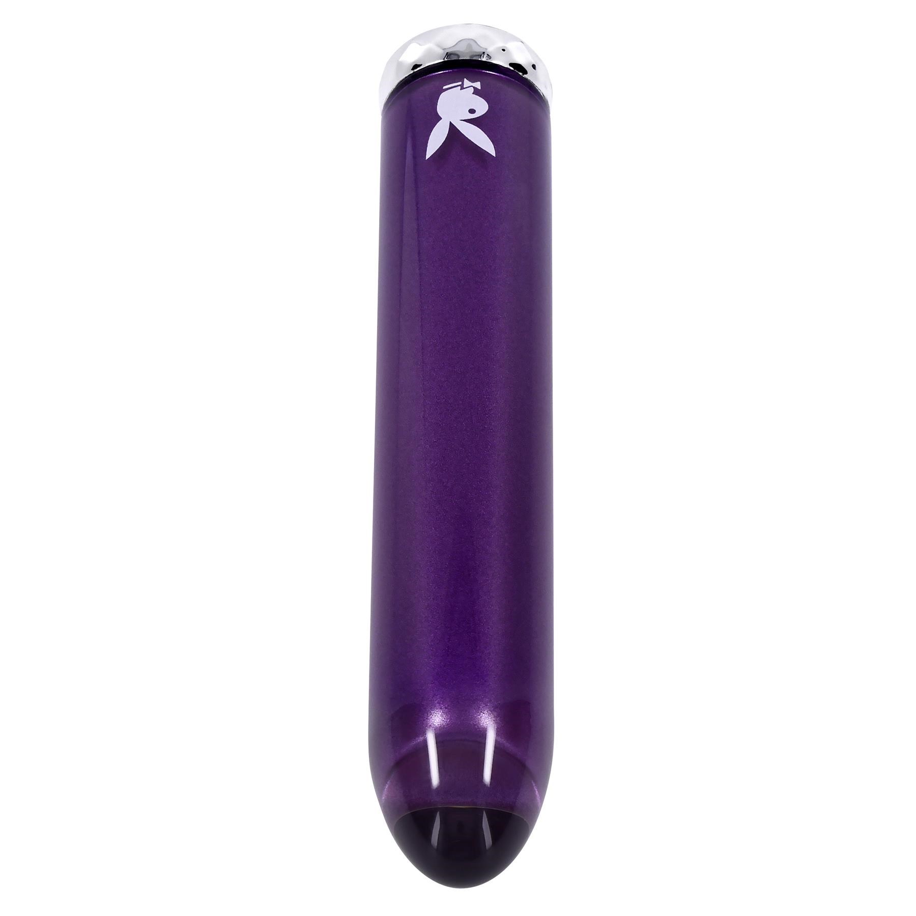 Playboy Pleasure Amethyst Glass Bullet Vibrator tip down view