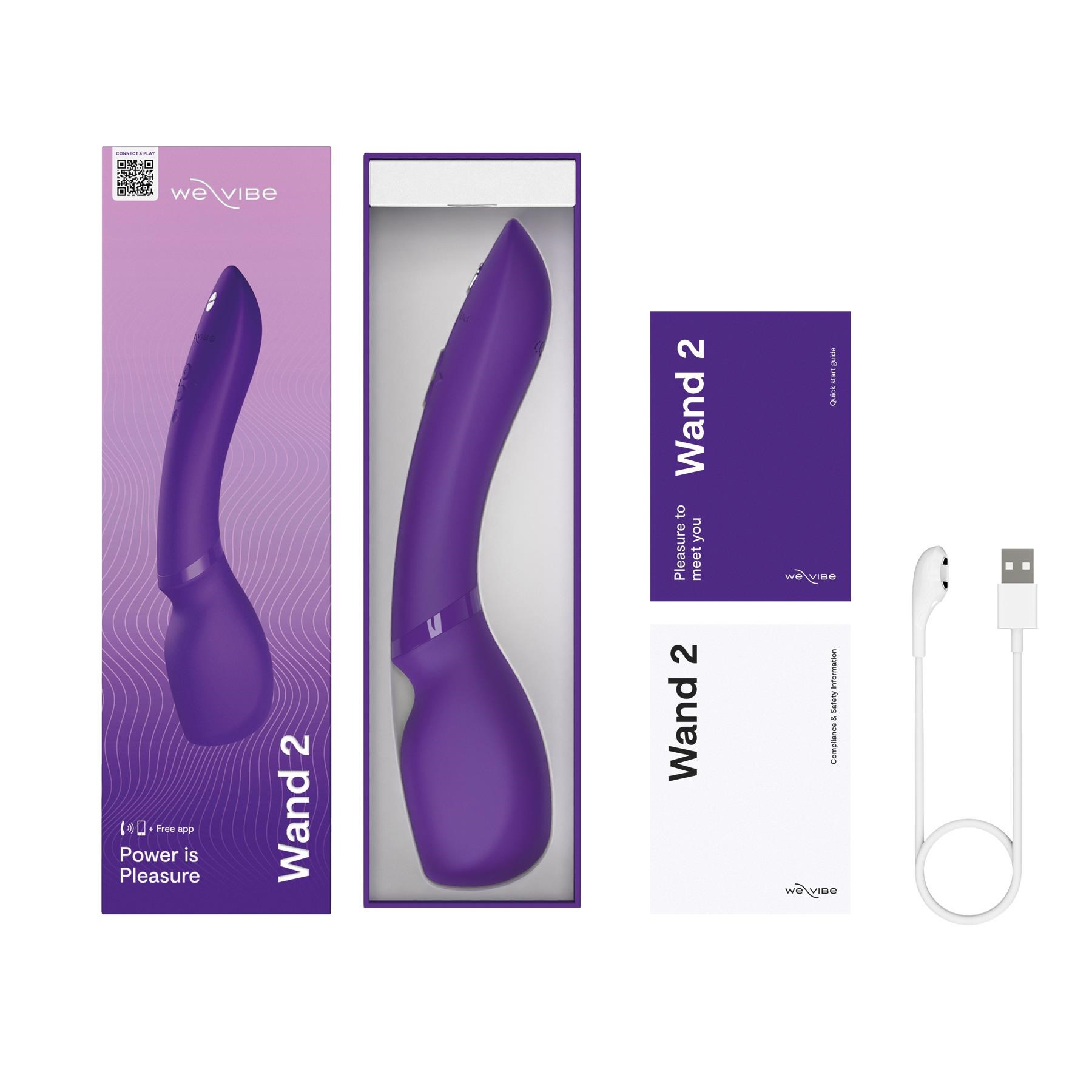 We-Vibe Wand 2 App Enabled Wand Massager WITH PACKAGE, MANUAL, AND CHARGER