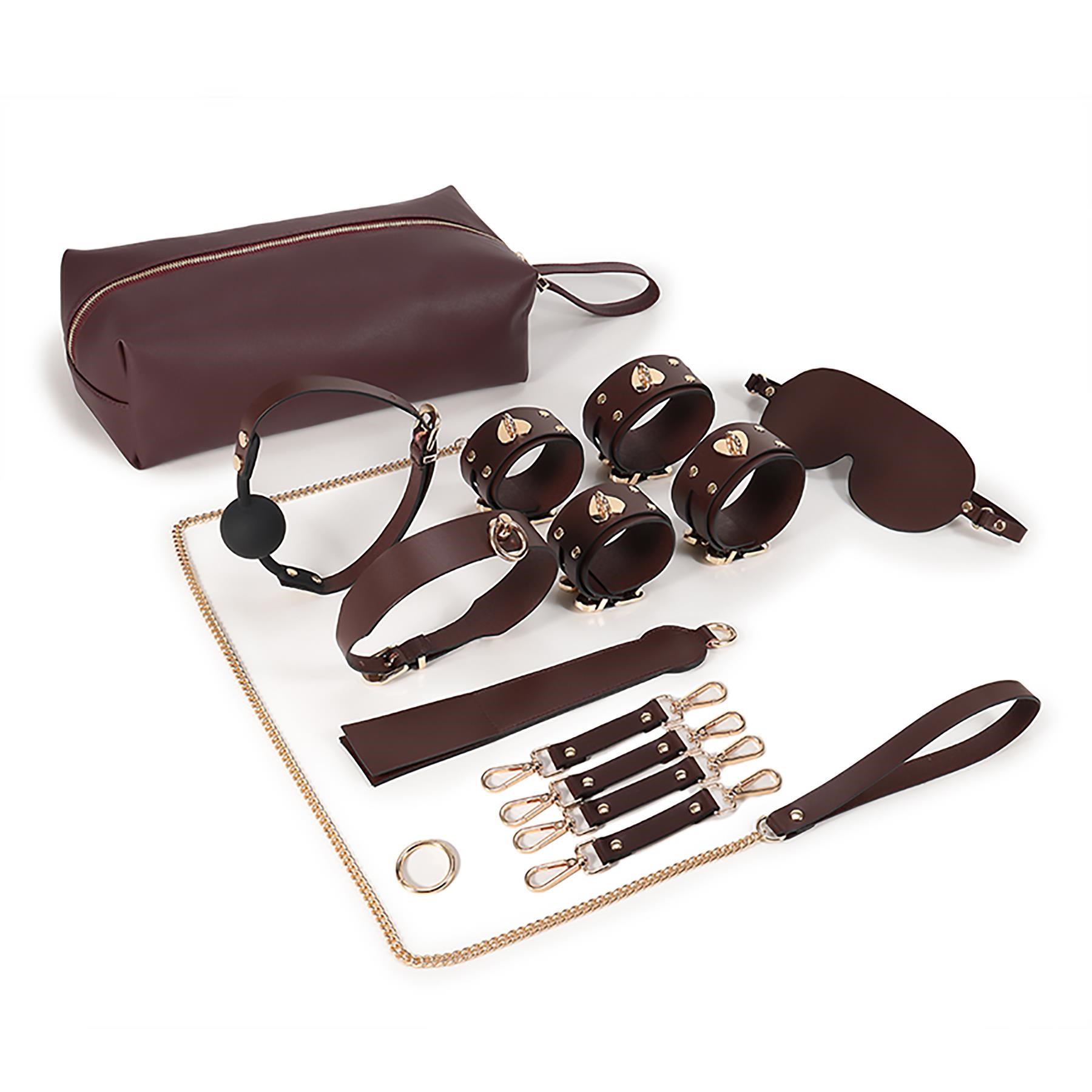 Adam & Eve Mahogany Desires Bondage Collection With Travel Case - All Components