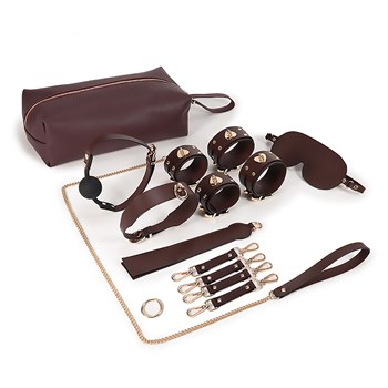 Adam & Eve Mahogany Desires Bondage Collection With Travel Case - All Components