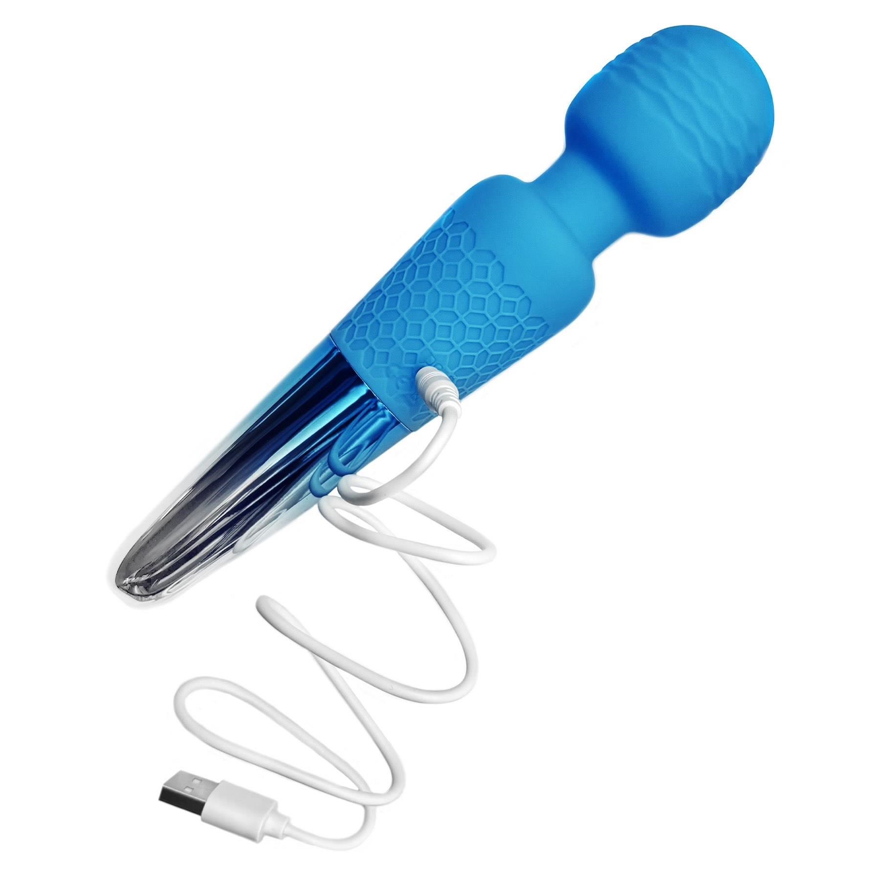 Nixie Rechargeable Ombre Wand Massager - Showing Where Charging Cable is Placed