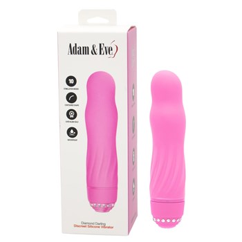 A&E Silicone Diamond Darling Vibrator pink package and vibrator