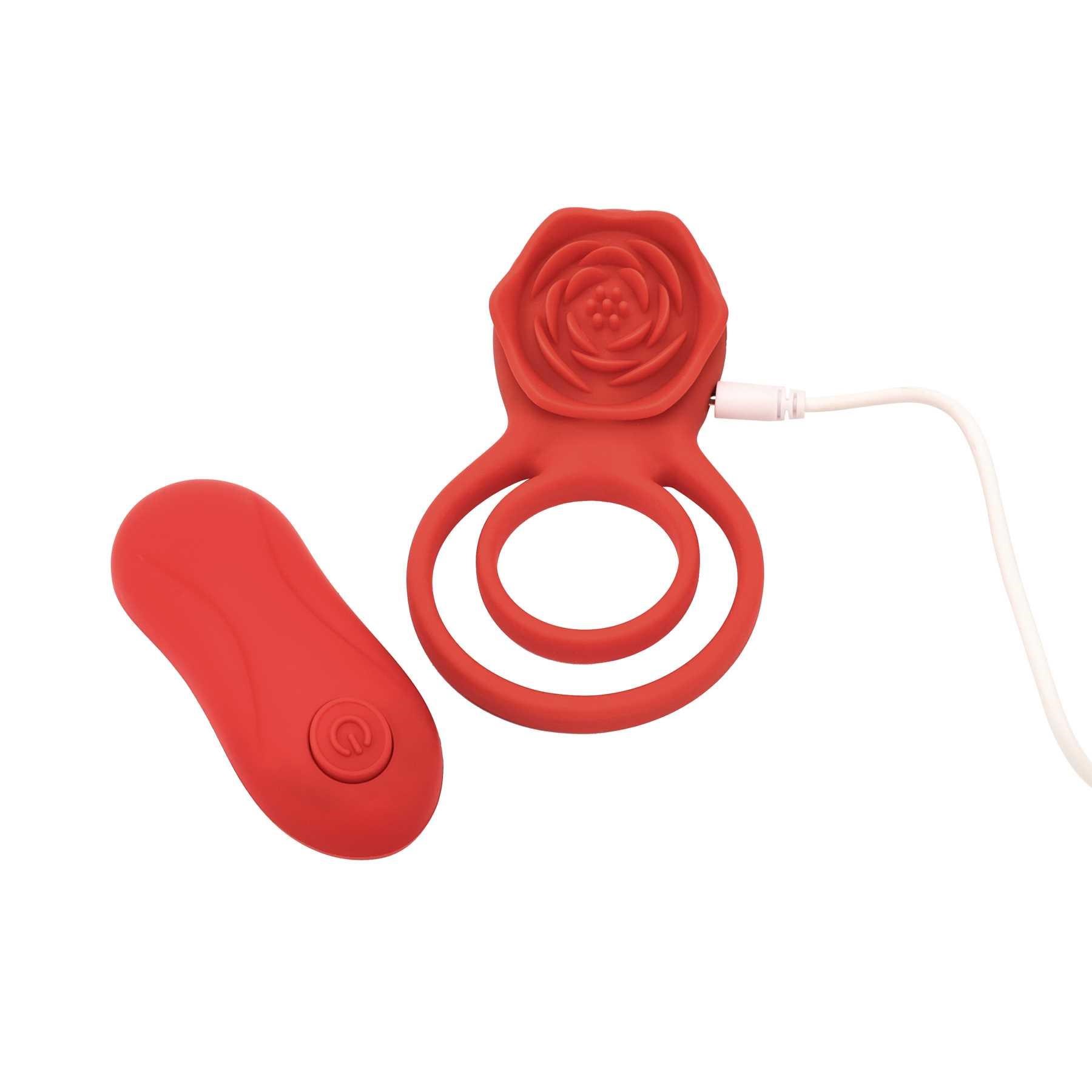 A&E DOUBLE RING VIBRATING ROSE COCKRING