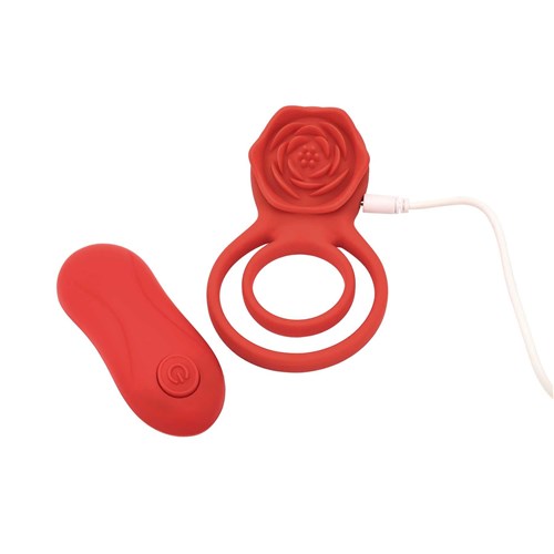 A&E DOUBLE RING VIBRATING ROSE COCKRING