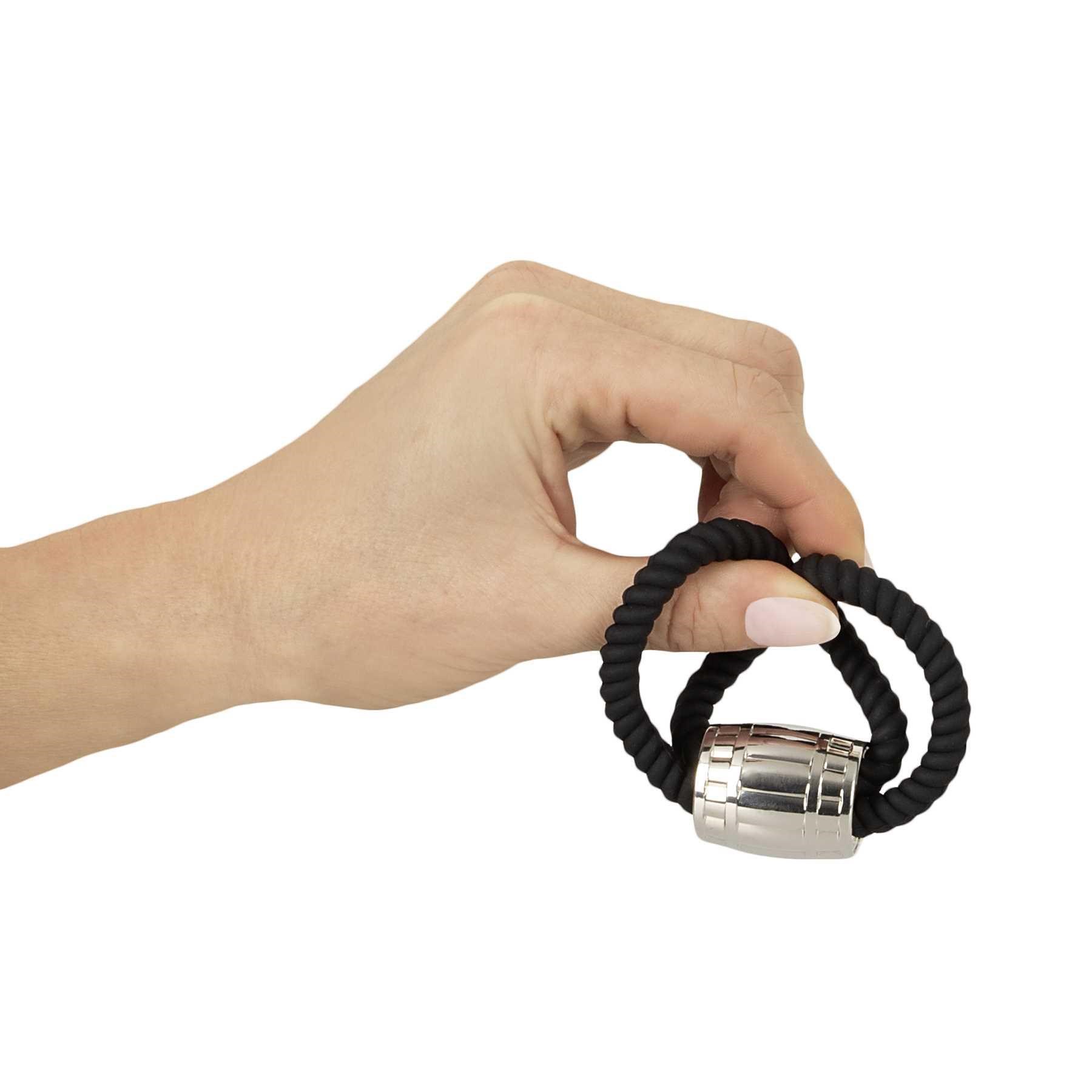 Rebel Heavy Rope Cock Strap 2 Loops hand holding strap