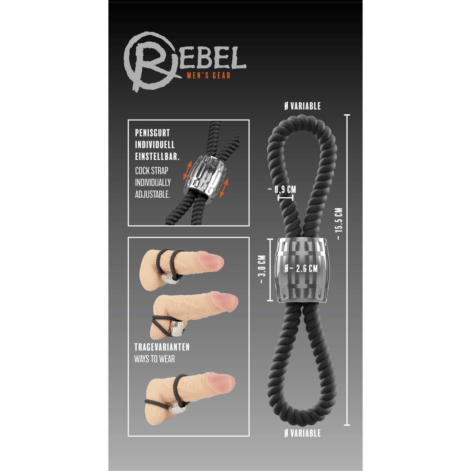 Rebel Heavy Rope Cock Strap 2 Loops back of box