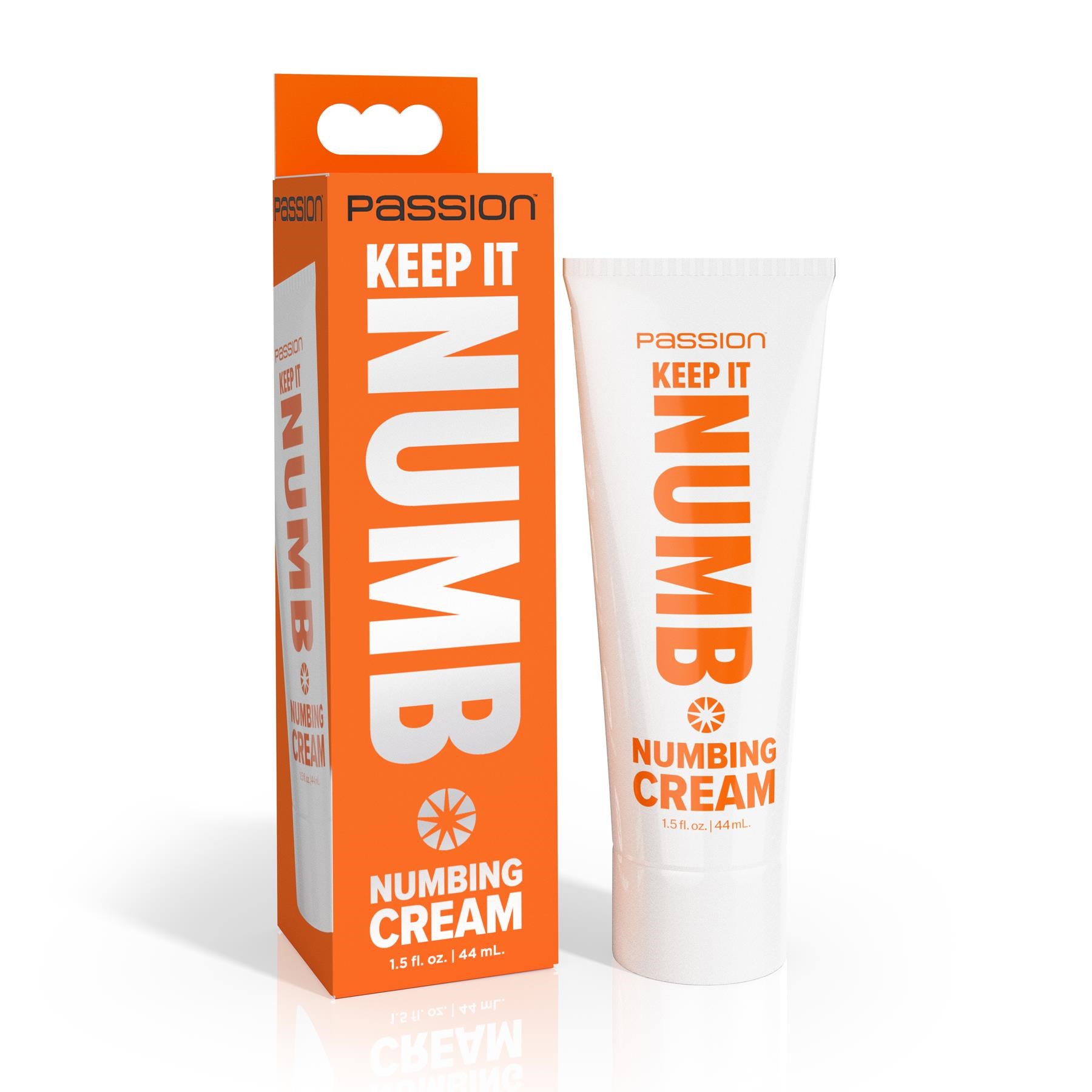 Passion Lubricants Keep it Numb Numbing Cream  box and tube