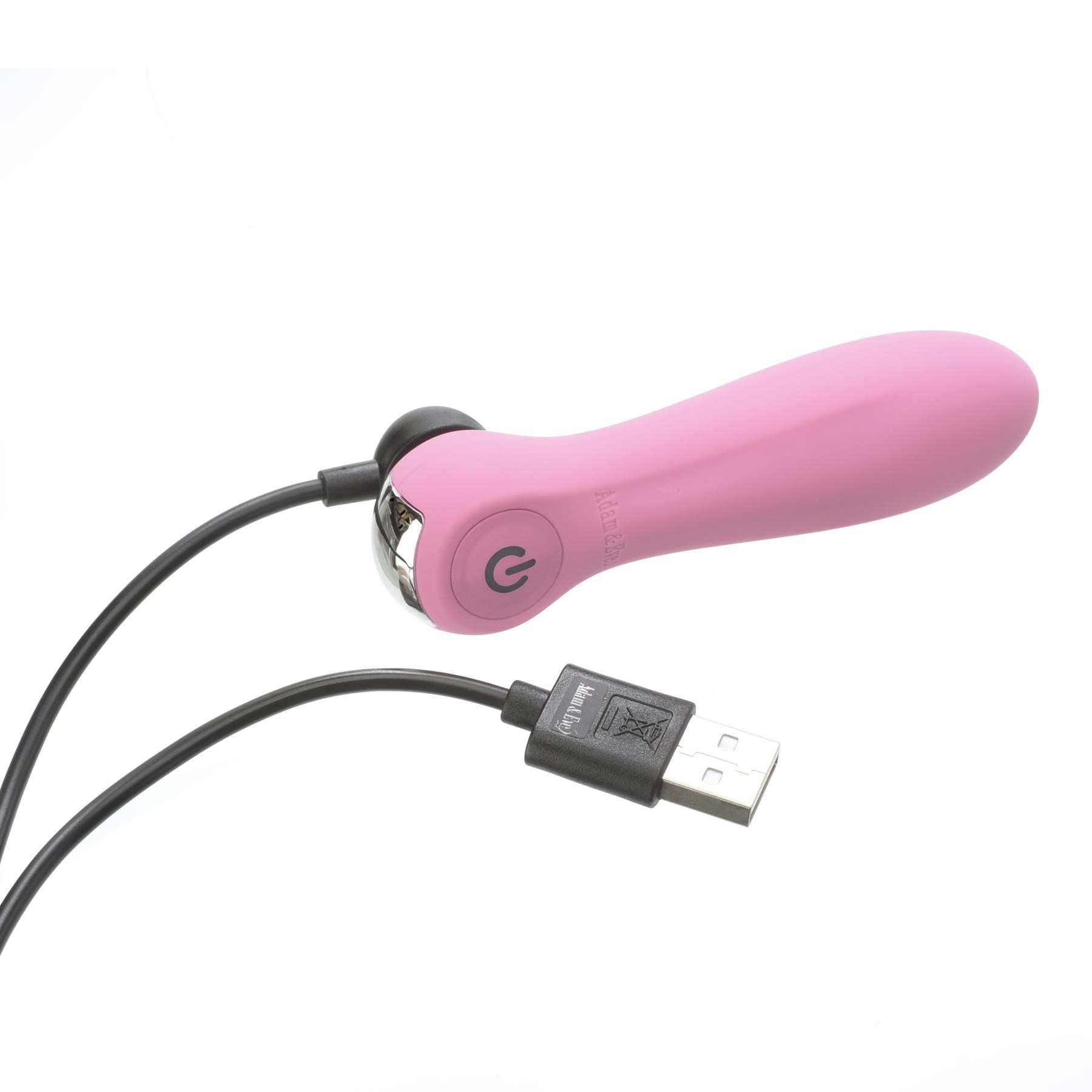 Adam & Eve In The Pink Rechargeable Ultra Bullet-Product Shot Showing Where Charging Cable is Placed