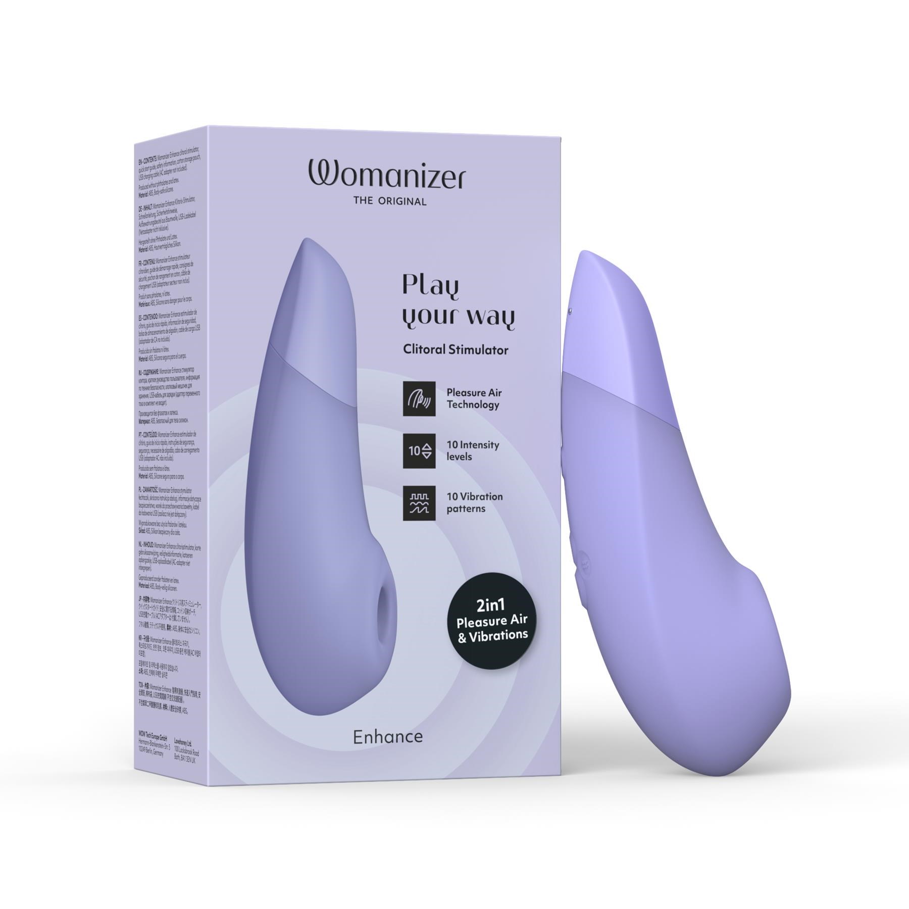 Womanizer Enhance Pleasure Air Clitoral Stimulator and box