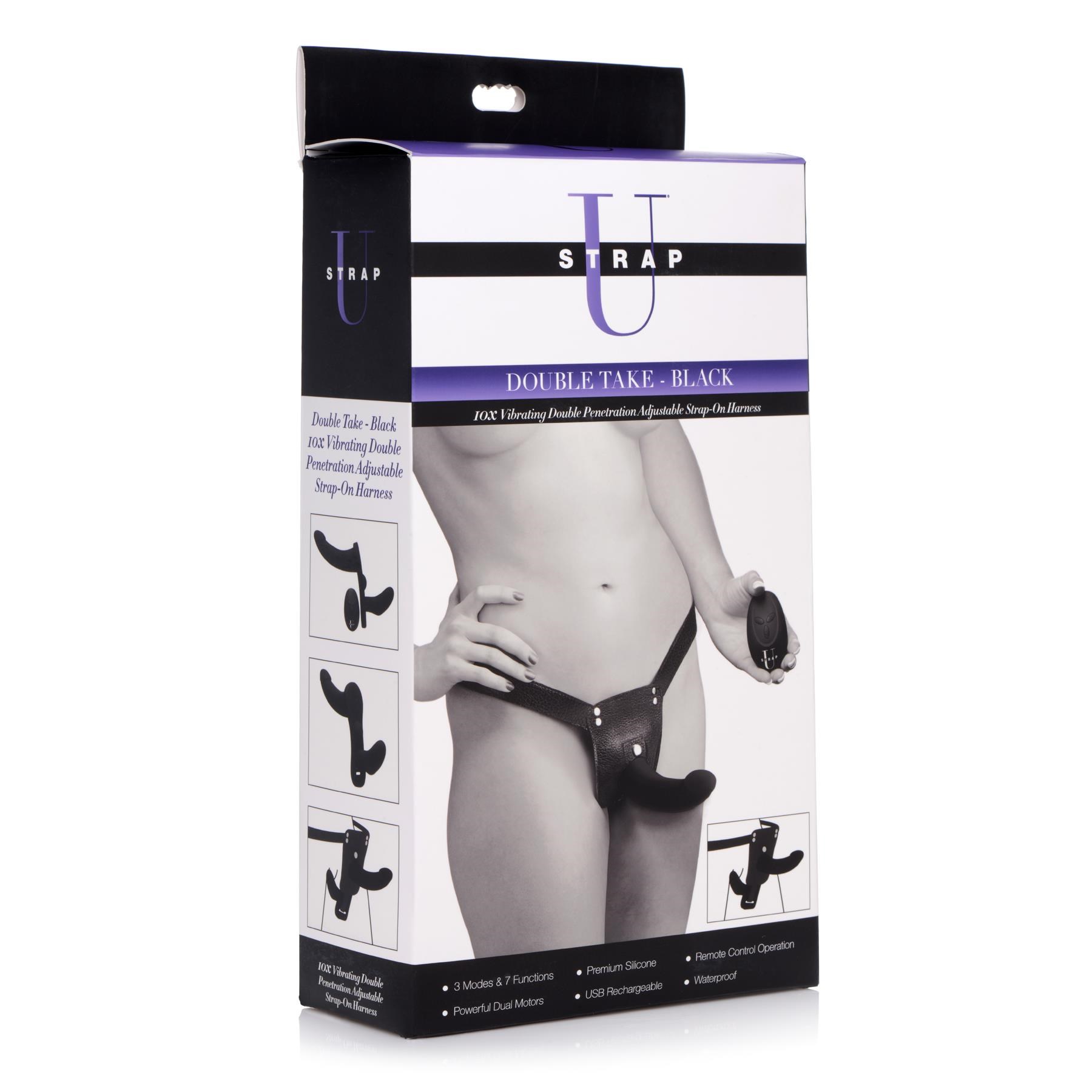 Double Take 10X Vibrating Double Penetration Strap-On Harness - Packaging